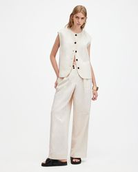 AllSaints - Payton Pinstripe Linen Blend Waistcoat - Lyst