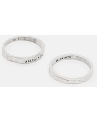 AllSaints - Josh Sterling Ring Set - Lyst