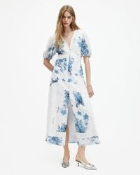 AllSaints - Dinah Floral-print Recycled-polyester Maxi Dress - Lyst