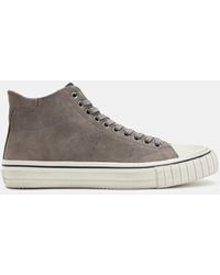 AllSaints - Lewis Lace Up Leather High Top Sneakers - Lyst
