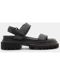 AllSaints - Rory Chunky Leather Velcro Sandals, - Lyst