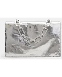 AllSaints - Yua Leather Removable Chain Clutch Bag,, Gunmetal - Lyst