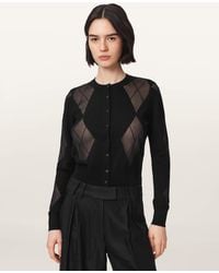 AllSaints - Bern Wool Blend Argyle Cardigan - Lyst