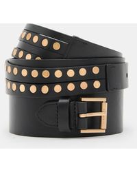AllSaints - Leonie Wide Studded Leather Belt, - Lyst