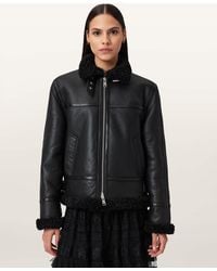 AllSaints - Lorel Shearling Flying Jacket - Lyst