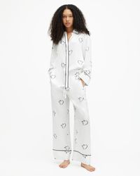 AllSaints - Sofi Silk Blend Escalera Pyjama Trousers - Lyst
