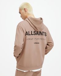 AllSaints - Underground Pullover Logo Hoodie, - Lyst