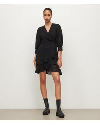 AllSaints Ari Nolina Wrap Dress in Clay 