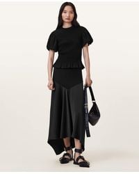 AllSaints - Pia Satin Asymmetric Maxi Skirt - Lyst