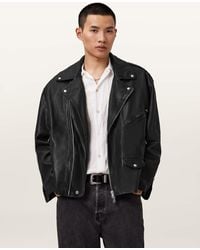 AllSaints - Bradford Oversized Leather Biker Jacket - Lyst