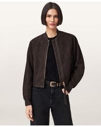 AllSaints - Orten Suede Bomber Jacket - Lyst