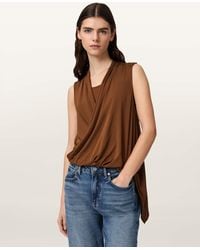 AllSaints - Adaline V-Neck Wrap Top - Lyst