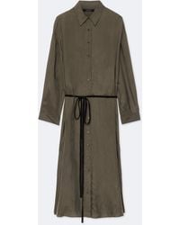 AllSaints - Yurra Tied Cupro Shirt Dress - Lyst