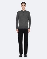 AllSaints - Mode Merino Long Sleeve Ramskull Polo Shirt - Lyst