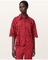 AllSaints - Polyester Charli Relaxed Fit Embroidered Shirt, /Us 6 - Lyst