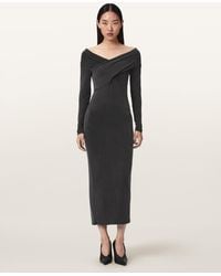 AllSaints - Delta Curpo Blend Bodycon Midi Dress - Lyst