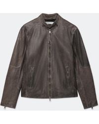 AllSaints - Cora Slim Fit Leather Jacket - Lyst