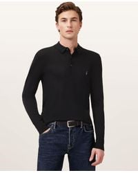 AllSaints - Mode Merino Long Sleeve Polo Shirt,, Marley - Lyst