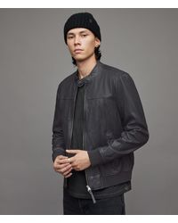 AllSaints Gallow Leather Bomber Jacket - Gray