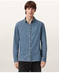 AllSaints - Gleason Ramskull Denim Shirt - Lyst