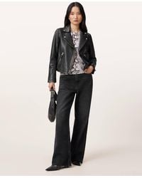 AllSaints - Dalby Slim Fit Leather Biker Jacket - Lyst