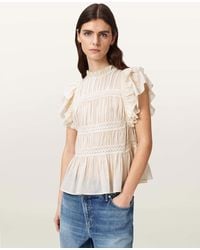 AllSaints - Harriet Short Sleeve Ruched Relaxed Fit Top - Lyst