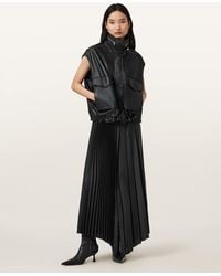 AllSaints - Jax Pleated Midi Skirt - Lyst