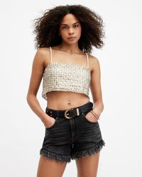 AllSaints - Opeline Embellished Cropped Top, - Lyst