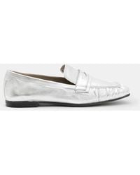 AllSaints - Sapphire Metallic Leather Loafer Shoes - Lyst
