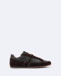 AllSaints - Liam Leather And Suede Low-Top Trainers - Lyst
