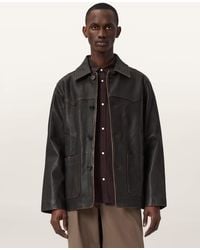 AllSaints - Hartwell Leather Coat - Lyst