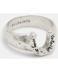 AllSaints - Horseshoe Sterling Silver Signet Ring - Lyst