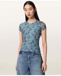 AllSaints - Polyamide/Polyester Ellie Slim Fit Mesh T-Shirt, /Us 2 - Lyst