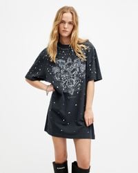 AllSaints - Scatter Beaded Oversized T-shirt Dress, - Lyst
