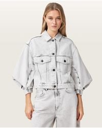 AllSaints - Cotton Luca Cropped Denim Jacket, /Us 0 - Lyst