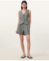 AllSaints - Averie Tencel Relaxed Fit Linen Blend Shorts - Lyst