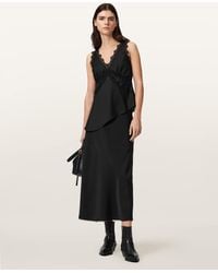AllSaints - Darya Bias Cut Maxi Skirt - Lyst