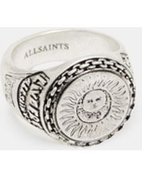 AllSaints - Free Spirit Engraved Signet Ring, - Lyst