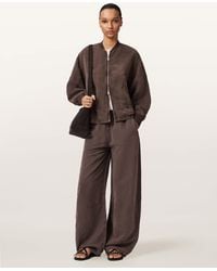 AllSaints - Lyocell/Linen Sofi Linen Blend Drawstring Bomber Jacket, /Us 2 - Lyst