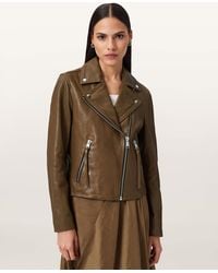 AllSaints - Dalby Slim Fit Leather Biker Jacket,, Rosin - Lyst