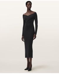 AllSaints - Delta Bodycon Jersey Midi Dress - Lyst