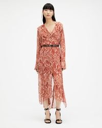 AllSaints - Liana Waimea Print V-neck Maxi Dress, - Lyst