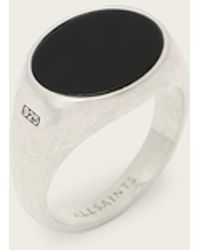 AllSaints - Owen Onyx Sterling Ring - Lyst