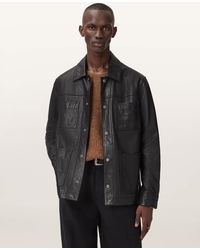 AllSaints - Saxon Leather Jacket - Lyst