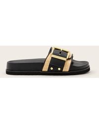 AllSaints - Ellie Studded Buckle Leather Sliders - Lyst