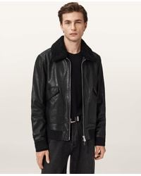 AllSaints - Vaucluse Aviator Leather Jacket - Lyst