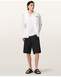 AllSaints - Echo Linen Blend Relaxed Fit Shorts - Lyst