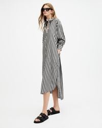 AllSaints - Ani Striped Maxi Shirt Dress, - Lyst