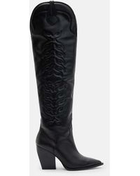 AllSaints - Roxanne Knee High Western Leather Boots - Lyst