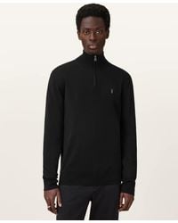 AllSaints - Kilburn Zip Funnel Neck Ramskull Jumper - Lyst